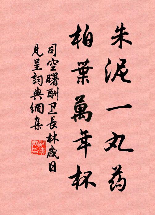 司空曙朱泥一丸药，柏叶万年杯书法作品欣赏