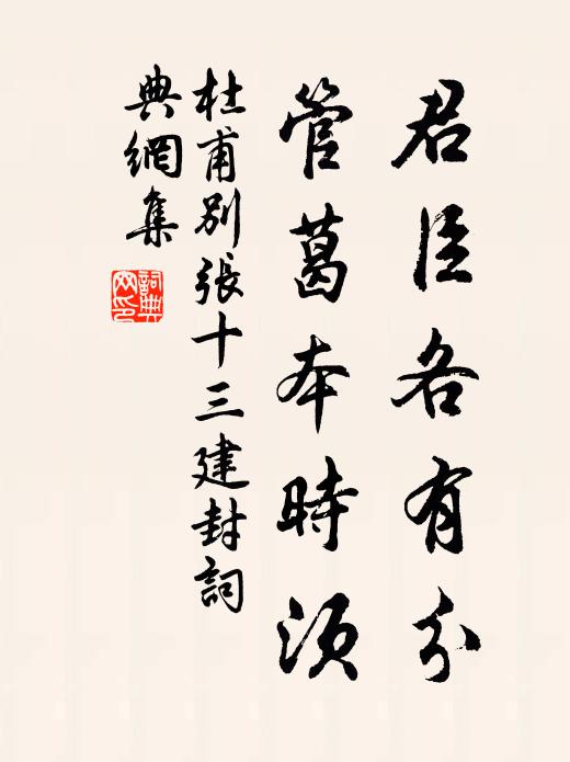 杜甫君臣各有分，管葛本时须书法作品欣赏