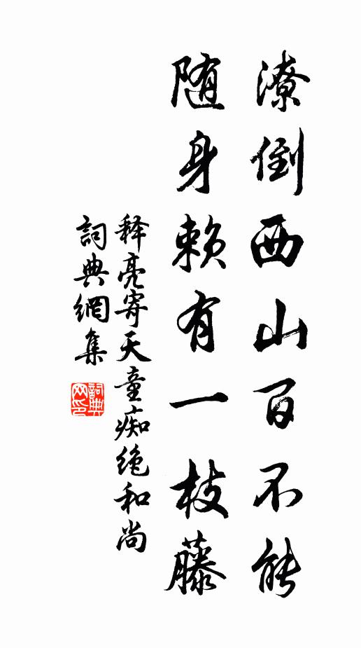 释亮潦倒西山百不能，随身赖有一枝藤书法作品欣赏