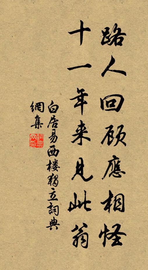 白居易路人回顾应相怪，十一年来见此翁书法作品欣赏