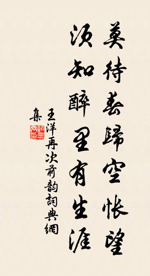 王洋莫待春归空怅望，须知醉里有生涯书法作品欣赏