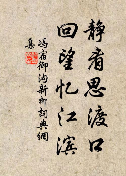 冯宿静看思渡口，回望忆江滨书法作品欣赏