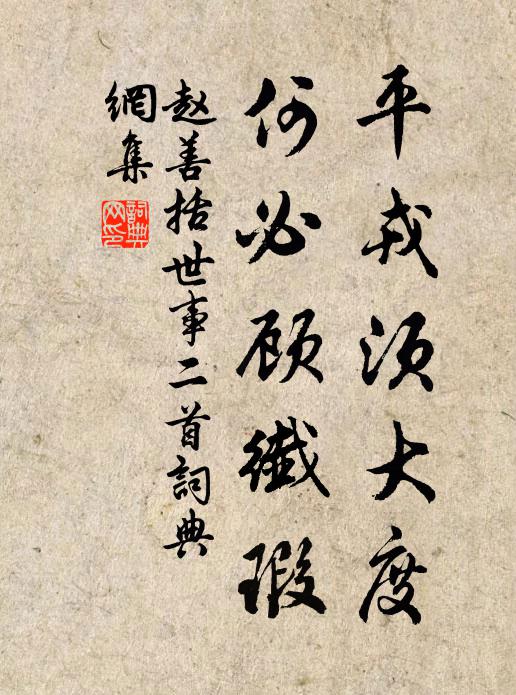 赵善括平戎须大度，何必顾纤瑕书法作品欣赏