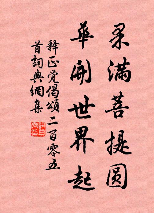 释正觉果满菩提圆，华开世界起书法作品欣赏