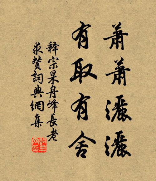 释宗杲萧萧洒洒，有取有舍书法作品欣赏