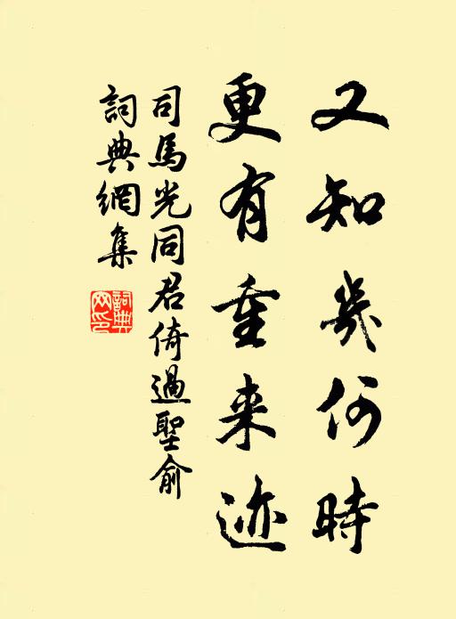 司马光又知几何时，更有重来迹书法作品欣赏