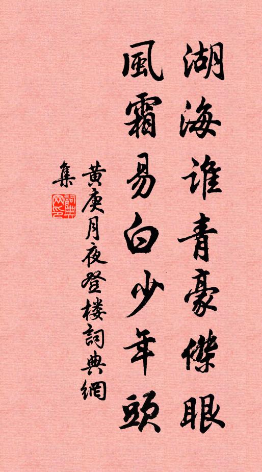 黄庚湖海谁青豪杰眼，风霜易白少年头书法作品欣赏