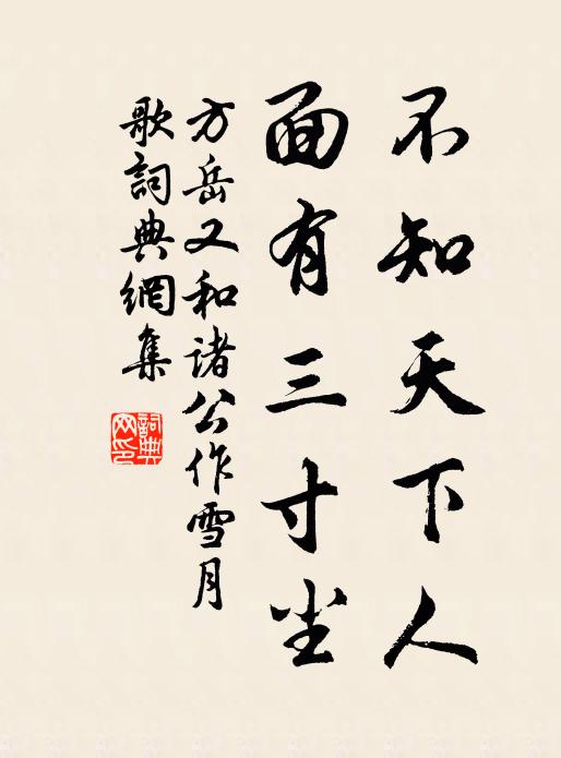 方岳不知天下人，面有三寸尘书法作品欣赏