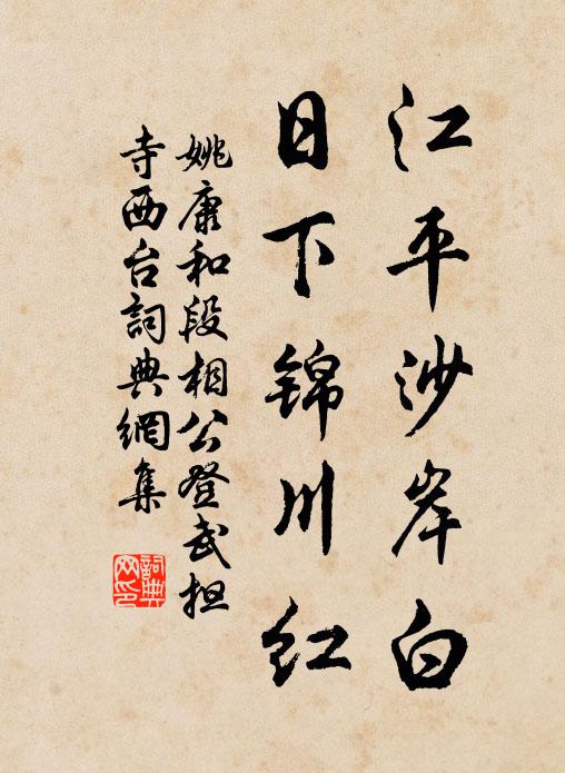 姚康江平沙岸白，日下锦川红书法作品欣赏