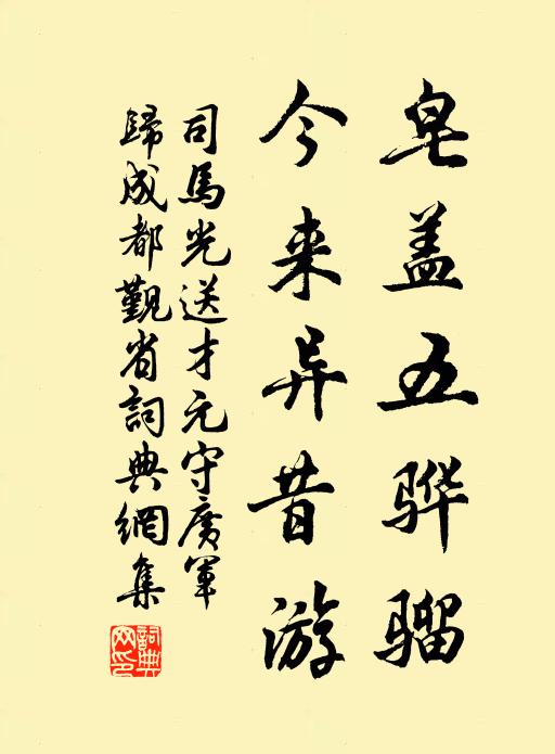 司马光皂盖五骅骝，今来异昔游书法作品欣赏