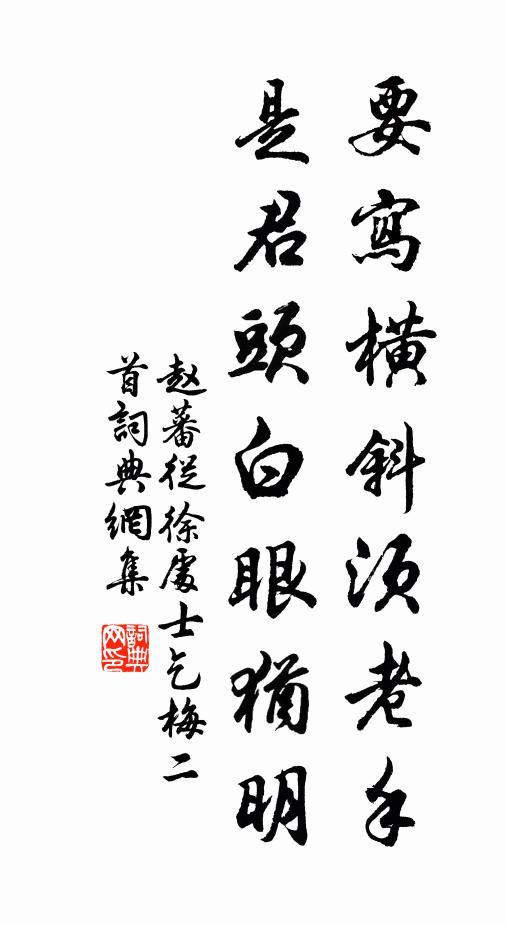 赵蕃要写横斜须老手，是君头白眼犹明书法作品欣赏