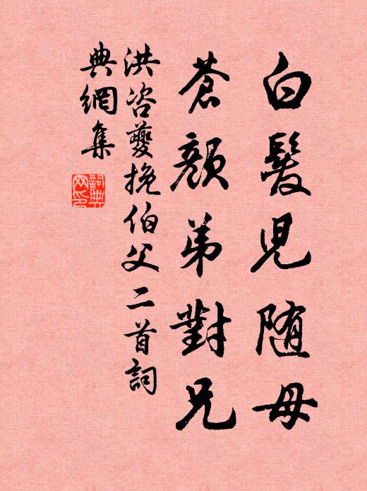洪咨夔白发儿随母，苍颜弟对兄书法作品欣赏