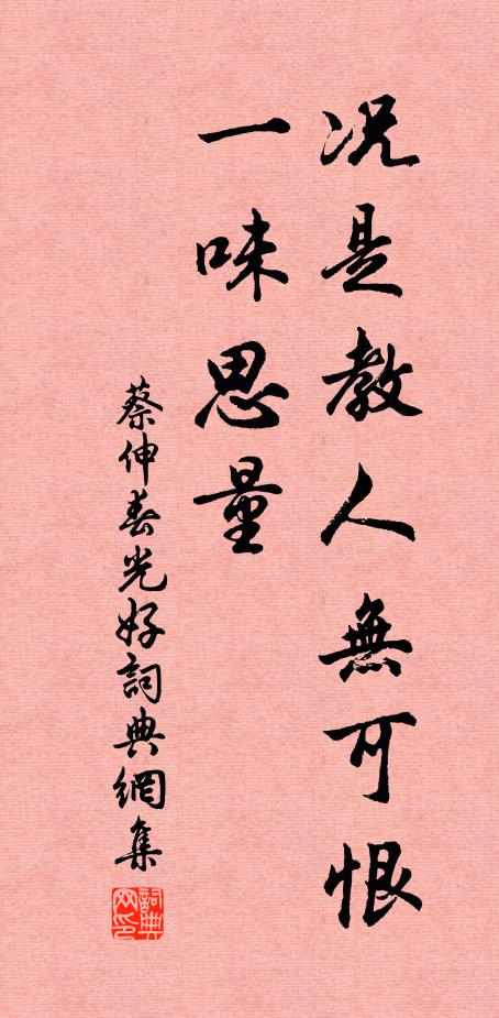 蔡伸况是教人无可恨，一味思量书法作品欣赏