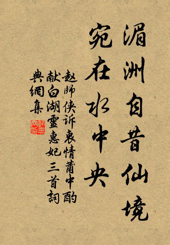 赵师侠湄洲自昔仙境,宛在水中央书法作品欣赏