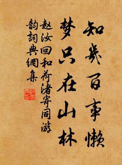 赵汝回知几百事懒，梦只在山林书法作品欣赏