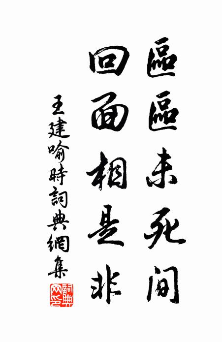 王建区区未死间，回面相是非书法作品欣赏