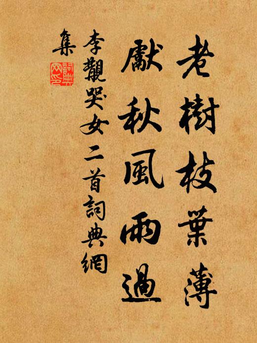 李覯老树枝叶薄，先秋风雨过书法作品欣赏