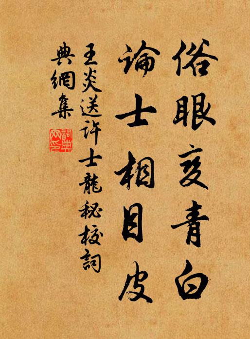 王炎俗眼变青白，论士相目皮书法作品欣赏