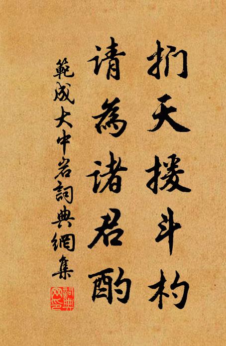 范成大扪天援斗杓，请为诸君酌书法作品欣赏