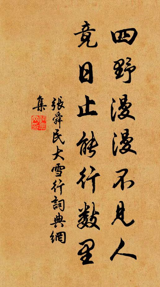 张舜民四野漫漫不见人，竟日止能行数里书法作品欣赏
