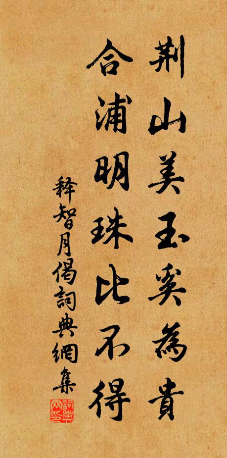释智月荆山美玉奚为贵，合浦明珠比不得书法作品欣赏