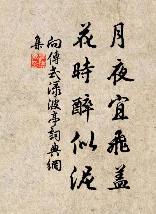 向传式月夜宜飞盖，花时醉似泥书法作品欣赏