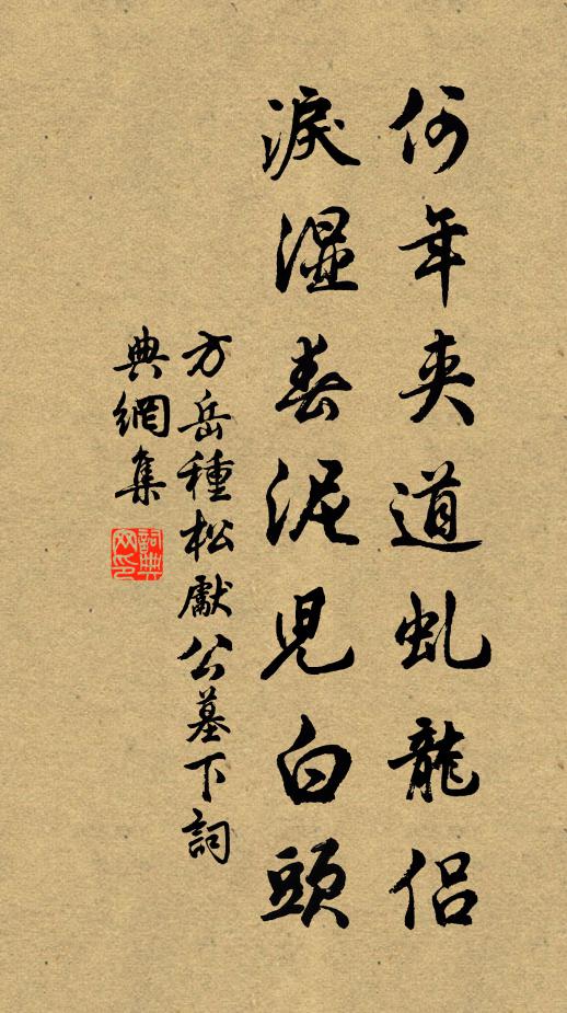 方岳何年夹道虬龙侣，泪湿春泥儿白头书法作品欣赏