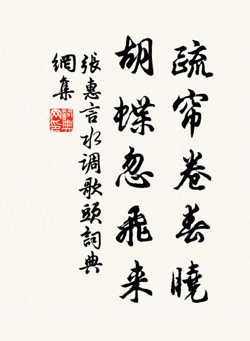 张惠言疏帘卷春晓，胡蝶忽飞来书法作品欣赏