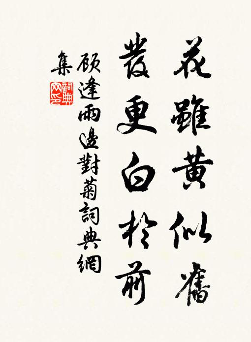 顾逢花虽黄似旧，发更白于前书法作品欣赏
