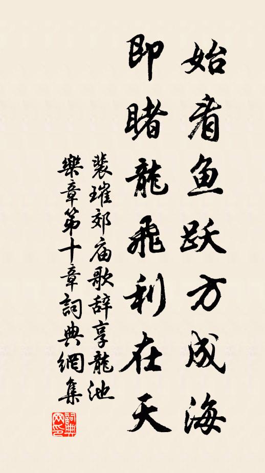 裴璀始看鱼跃方成海，即睹龙飞利在天书法作品欣赏