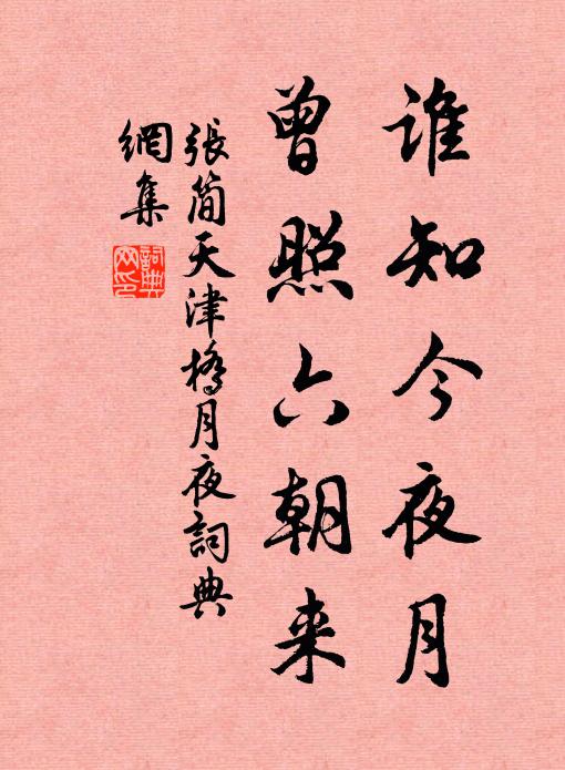 张简谁知今夜月，曾照六朝来书法作品欣赏