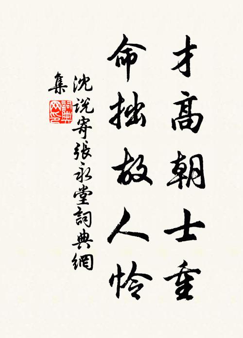 沈说才高朝士重，命拙故人怜书法作品欣赏