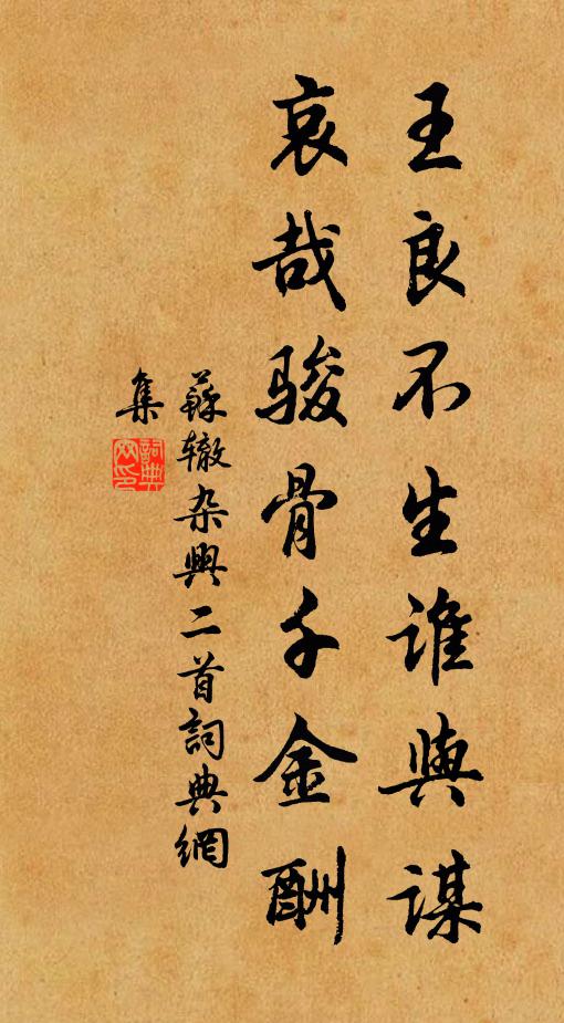 苏辙王良不生谁与谋，哀哉骏骨千金酬书法作品欣赏