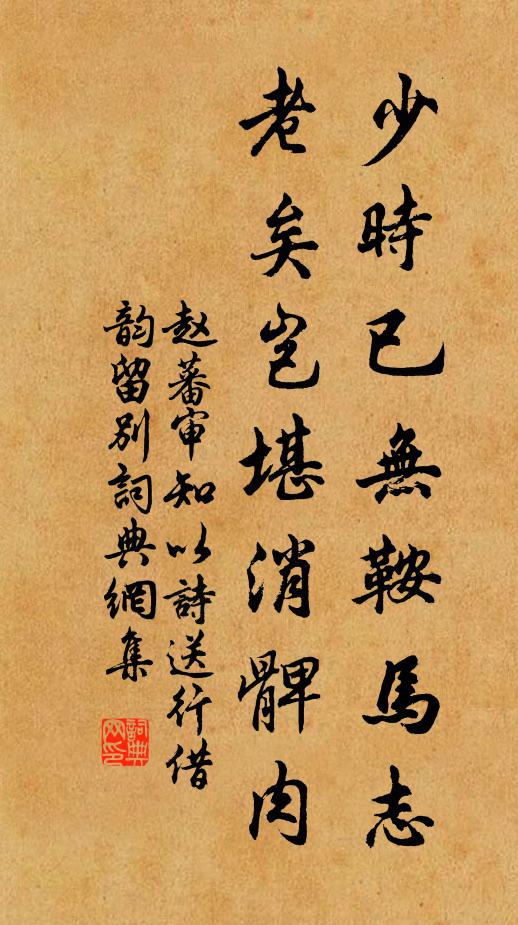 赵蕃少时已无鞍马志，老矣岂堪消髀肉书法作品欣赏