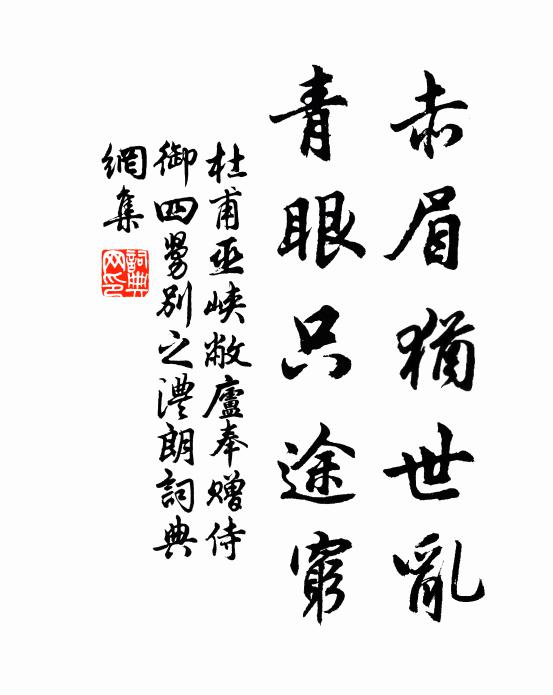 杜甫赤眉犹世乱，青眼只途穷书法作品欣赏