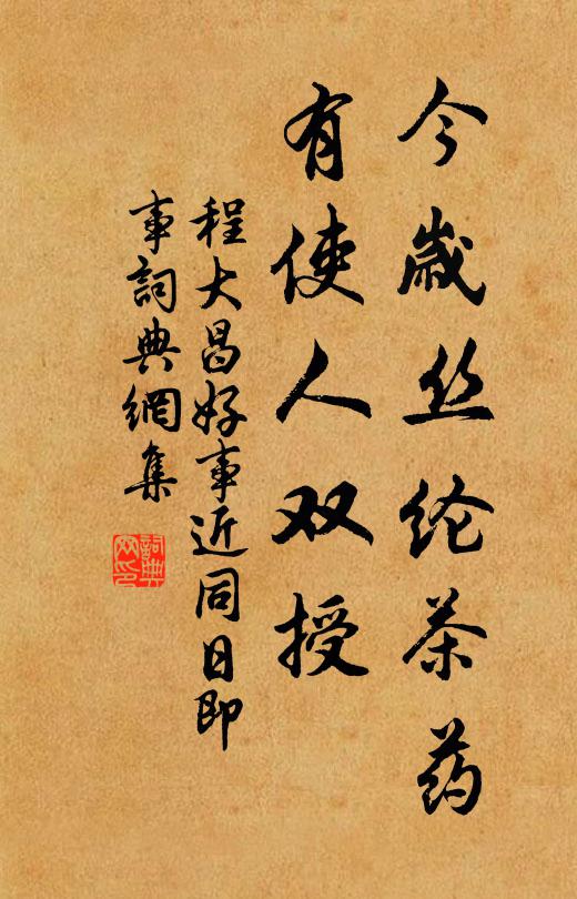 程大昌今岁丝纶茶药，有使人双授书法作品欣赏