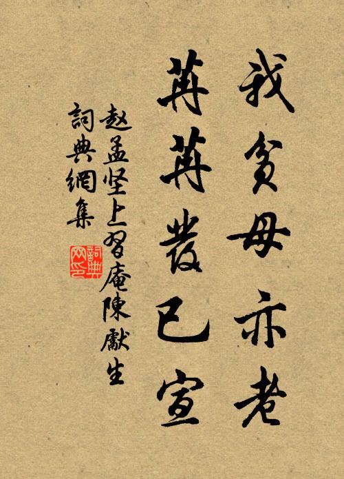 赵孟坚我贫母亦老，苒苒发已宣书法作品欣赏