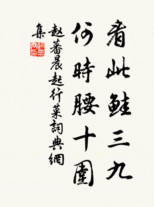 赵蕃看此鲑三九，何时腰十围书法作品欣赏