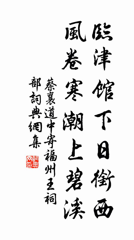蔡襄临津馆下日衔西，风卷寒潮上碧溪书法作品欣赏