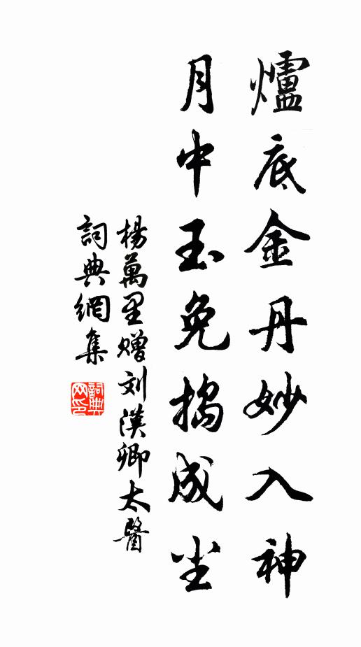 杨万里炉底金丹妙入神，月中玉免捣成尘书法作品欣赏