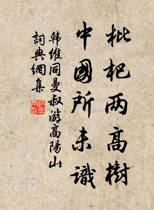 韩维枇杷两高树，中国所未识书法作品欣赏