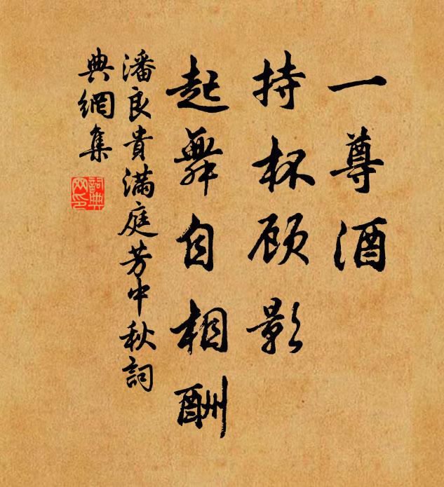 潘良贵一尊酒，持杯顾影，起舞自相酬书法作品欣赏