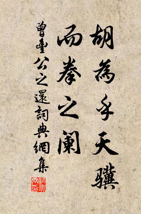 曾丰胡为乎天骥，而拳之阑书法作品欣赏