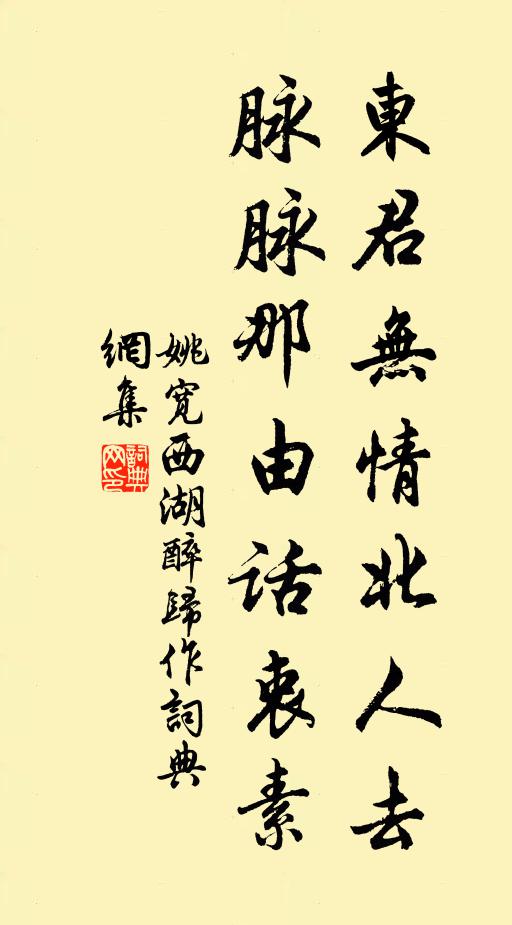 姚宽东君无情北人去，脉脉那由话衷素书法作品欣赏