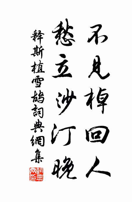释斯植不见棹回人，愁立沙汀晚书法作品欣赏