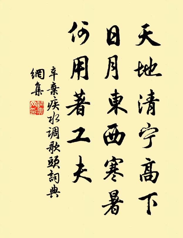 辛弃疾天地清宁高下，日月东西寒暑，何用著工夫书法作品欣赏