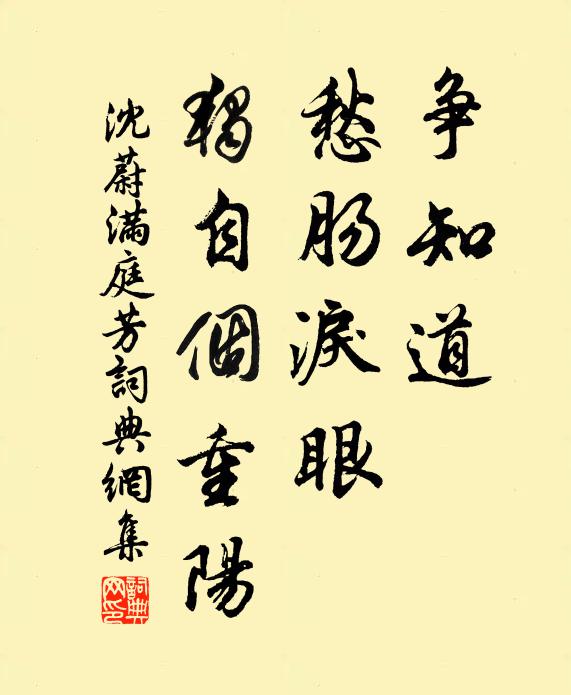 沈蔚争知道，愁肠泪眼，独自个重阳书法作品欣赏