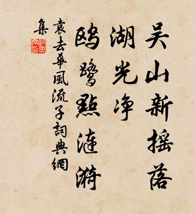 袁去华吴山新摇落，湖光净、鸥鹭点涟漪书法作品欣赏