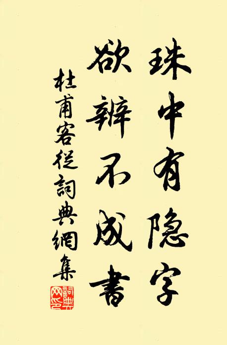 杜甫珠中有隐字，欲辨不成书书法作品欣赏