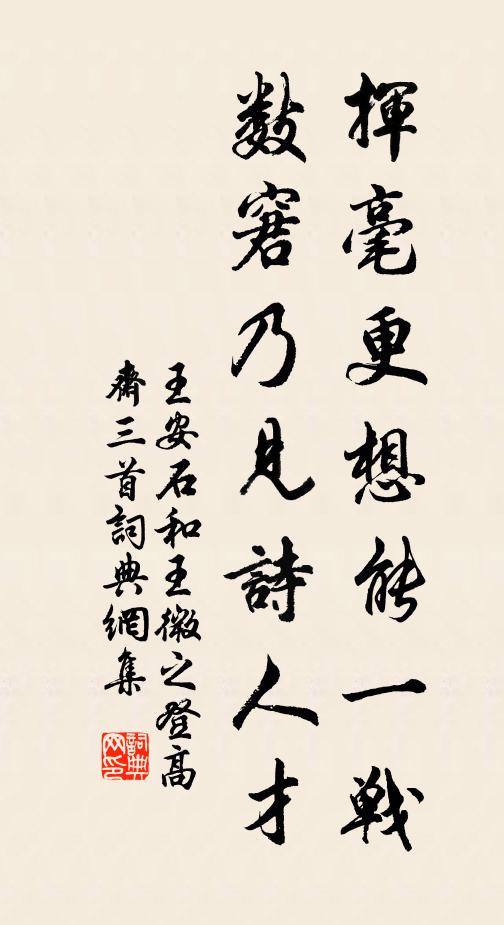 王安石挥毫更想能一战，数窘乃见诗人才书法作品欣赏